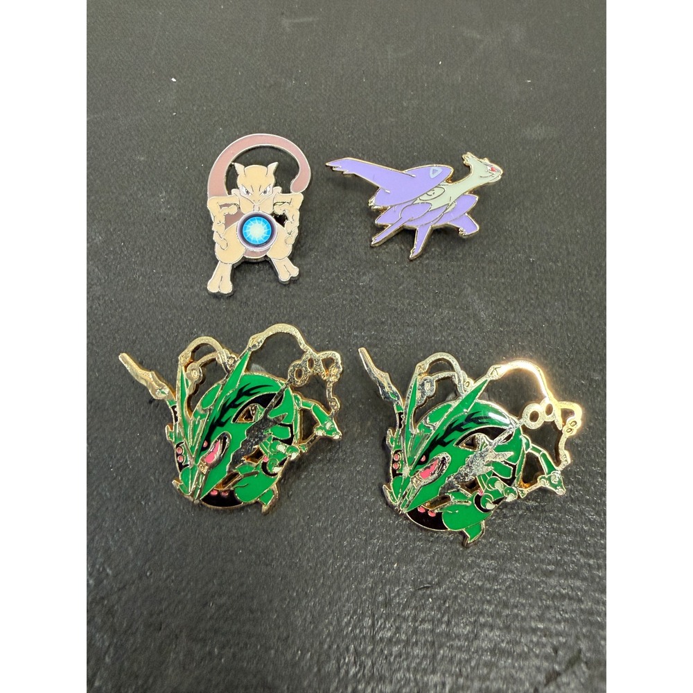 Pokemon 2015 Mega Rayquaza Latios Mewtwo Enamel Collector Pin Lot of 4 Nintendo